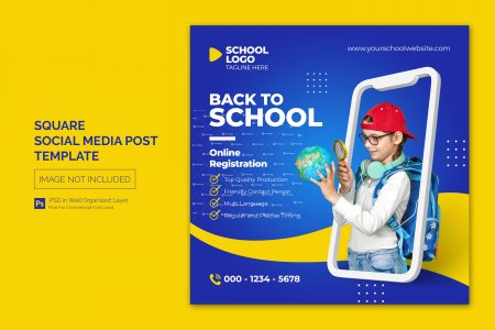 School admissions box education social media post web banner template
