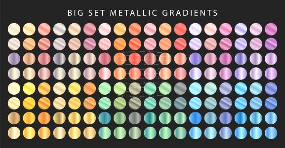 Big set of metallic gradients. different colored metal set.