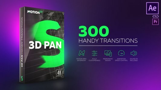 انتقالات 3D Pan Handy - أكثر من 300 إعداد مسبق لـ After Effects